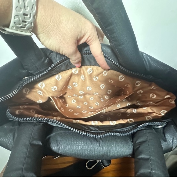 Flufie Shoulder Bag Jet Black Classic Quilted with Body Long Strap Puffer - Picture 5 of 8